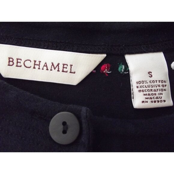 Bechamel Jacket Womens Small Black embroidered button knit cardigan crew neck - Picture 4 of 11